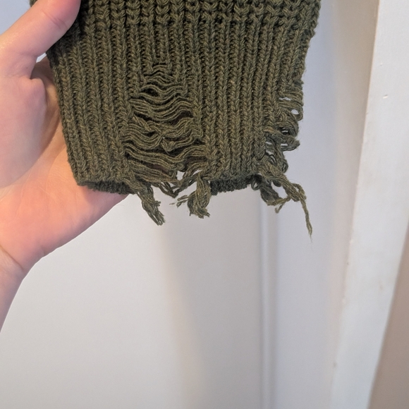 Umgee Olive and Black Knit Zip Hoodie with Hood - Picture 4 of 5